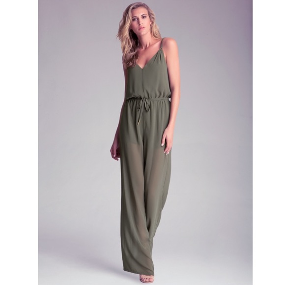 green wide leg jumpsuit